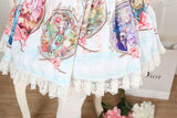 Light Sky Blue Sweet Zodiac Sign Printed Girl's Lovely Pleated Short Lolita Skirt with Lace Trimming