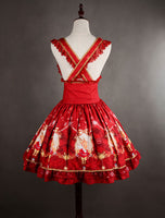 X'mas Deer ~ Lovely Rhinedeer Printed Lolita Jumper Skirt with Straps