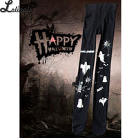 2019 Halloween Tights with Little Devil Print Gothic Lolita Pantyhose