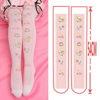 Sweet Lolita Thigh High Stockings Kawaii 100D Printed Velvet Long Stockings for Girl 9 Patterns