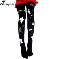 2019 Halloween Tights with Little Devil Print Gothic Lolita Pantyhose
