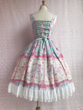 Rose & Carousel Printed Sweet Lolita Dress Sleeveless Midi Chiffon Dress by Yiliya