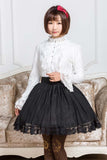 Beautiful Black Bling Bling Glittering Short Skirt Mori Girl Mini Skirt with Lace Trimming