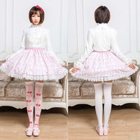 Sweet Pink Diamond Checkered Skirt Mori Girl Short Skirt with Ruffles