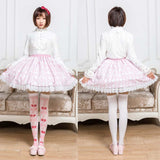 Sweet Pink Diamond Checkered Skirt Mori Girl Short Skirt with Ruffles