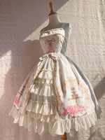 Sweet Cross & Flower Printed Sleeveless Lolita JSK Dress Plus Size Fairy Party Gown by Yiliya