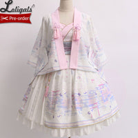 Returning Crane ~ Printed Kimono Cardigan Lolita Blouse by Alice Girl ~ Pre-order