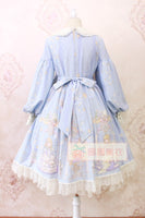 Sweet Long Lantern Sleeve Midi Dress ~ Angel's Book Printed Empire Waist Dress by Alice Girl ~ Pre-order