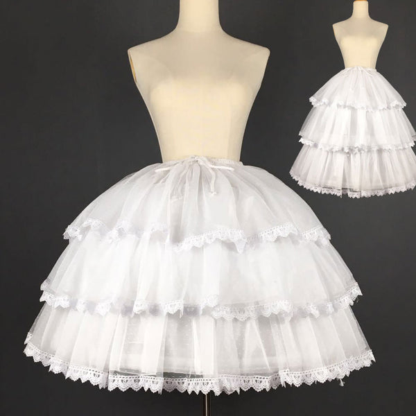 Sweet Short Convertible Rockability Petticoat Lace Trimmed A line/Ball Gown Lolita Pettiskirt