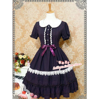 Sweet Short Sleeve Chiffon Summer Dress Cute Peter Pan Collar Lolita OP Dress by Strawberry Witch