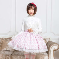 Sweet Pink Diamond Checkered Skirt Mori Girl Short Skirt with Ruffles