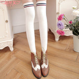 Twist Vertical Striped Thigh High Stockings Sweet Over the Knee Stockings for Women