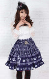 Lolita Sweet Princess Navy Blue Heart and Crown Printed Lady's Lolita Short Skirt for Girl