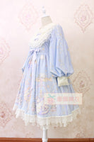 Sweet Long Lantern Sleeve Midi Dress ~ Angel's Book Printed Empire Waist Dress by Alice Girl ~ Pre-order