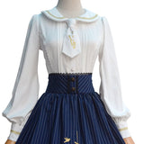 Lolita Blouse Sweet White Long Sleeve Embroidered Women's Shirt with Necktie