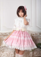 Sweet Pink Lolita Crystal Chandelier Printed A Line Skirt for Lady