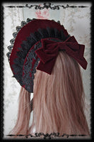 Rose Sanctuary ~ Lolita Retro Lace Trimming Victorian Half-head Bonnet by Infanta