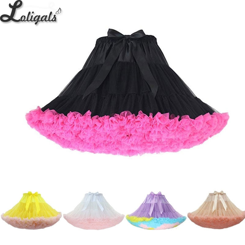 Colorful Women's Tutu Skirt Adult Tulle Ballet Dance Costume Fluffy Short  Petticoat