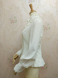 New White Women's Shirt Sweet Lantern Sleeve Lace Ruffled Blouse for Girl by Yiliya