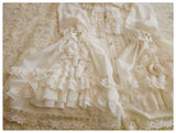 Vintage Thick Women's Cream Chiffon Blouse with Gorgeous Lace Flare Sleeve by Yiliya