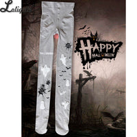 2019 Halloween Tights with Little Devil Print Gothic Lolita Pantyhose
