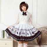 Cute Japanese Poker Card Printed Brown Sweet Lolita Skirt for Girl