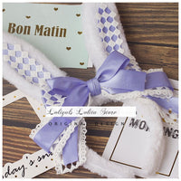LOLITA Handmade Rabbit Ears Headband KC Multicolored Cute Plaid Cosplay Hairband