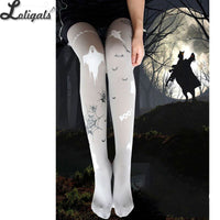 2019 Halloween Tights with Little Devil Print Gothic Lolita Pantyhose