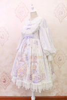 Sweet Long Lantern Sleeve Midi Dress ~ Angel's Book Printed Empire Waist Dress by Alice Girl ~ Pre-order