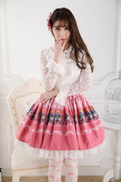 Pink Lolita Sweet Princess Alice's Concert Printed Lolita Lace Skirt for Girl