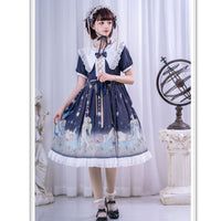 Little Prince ~ Sweet Short Sleeve Lolita Dress Pointed Collar Chiffon Party Dress