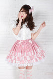 Lolita Sweet Pink Princess Alice Chess Grid Printed Girl's Pleated Lolita Skirt with Chain