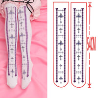 Sweet Lolita Thigh High Stockings Kawaii 100D Printed Velvet Long Stockings for Girl 9 Patterns