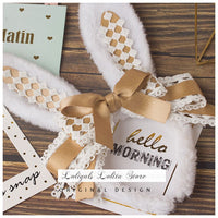 LOLITA Handmade Rabbit Ears Headband KC Multicolored Cute Plaid Cosplay Hairband