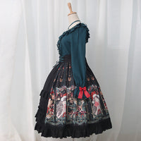 Merry Christmas ~ Sweet Printed High Waist Lolita Skirt Ruffled Long Skirt