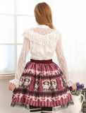 Angle Fuchsia ~ Sweet Printed Short Lolita Skirts A line Elastic Waist Skirt