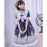 Little Prince ~ Sweet Short Sleeve Lolita Dress Pointed Collar Chiffon Party Dress