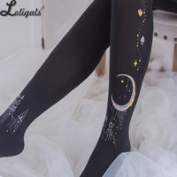 Beautiful Castle of Starry Night Patterned Tights Women's 80D Pantyhose