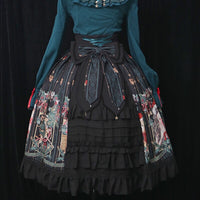 Merry Christmas ~ Sweet Printed High Waist Lolita Skirt Ruffled Long Skirt