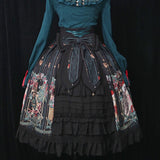 Merry Christmas ~ Sweet Printed High Waist Lolita Skirt Ruffled Long Skirt