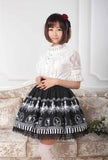 Black Chandelier Printed Fairy Tale Themed Lady's Pleated Lolita Skirt