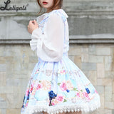 Sweet Flower Printed Short Skirt Mori Girl A line Suspender Skirt