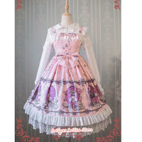 Sweet Lolita JSK Dress Alice Wonderland Series Printed Empire Waist Sleeveless Dress by Strawberry Witch