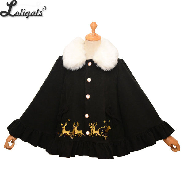 Sweet Warm Winter Lolita Cape Coat Mi-lu Embroidered Women's Coat