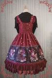 Sweet Lolita JSK Dress Alice Wonderland Series Printed Empire Waist Sleeveless Dress by Strawberry Witch
