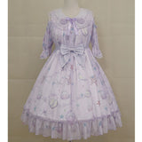 Star Fish & Shells ~ Sweet Printed Lolita Dress Cold Shoulder Short Sleeve Party Dress