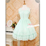 Classic Lolita Sleeveless Chiffon Dress Sweet Ruffled Midi Dress