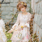 Ada's Flower ~ Vintage Printed Flare Sleeve Lolita Dress by Magic Tea Party