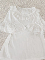 Lovely Ruffled Chiffon Top Round Neck Short Sleeve Blouse