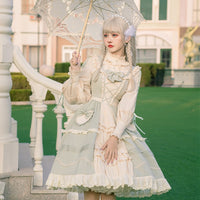 The Hibiscus in March ~ Mint Classic Lolita JSK Dress & Cotton Blouse